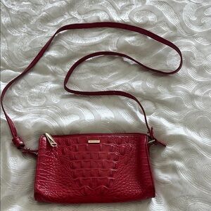 Elegant Red Crocodile-Embossed Crossbody Bag